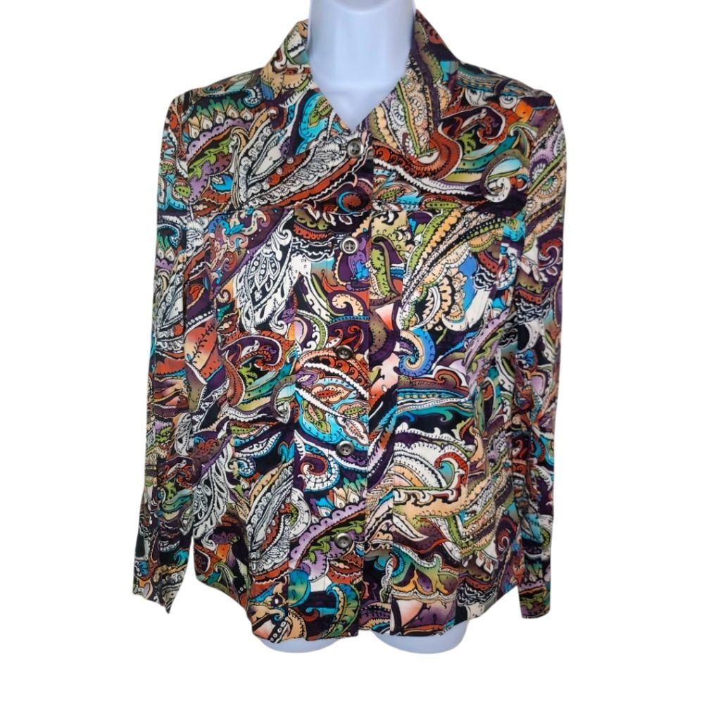 Chico's Additions Paisley Print Artsy Jacket Size 2 (Large)